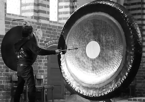 Yoga studio with mats and plants